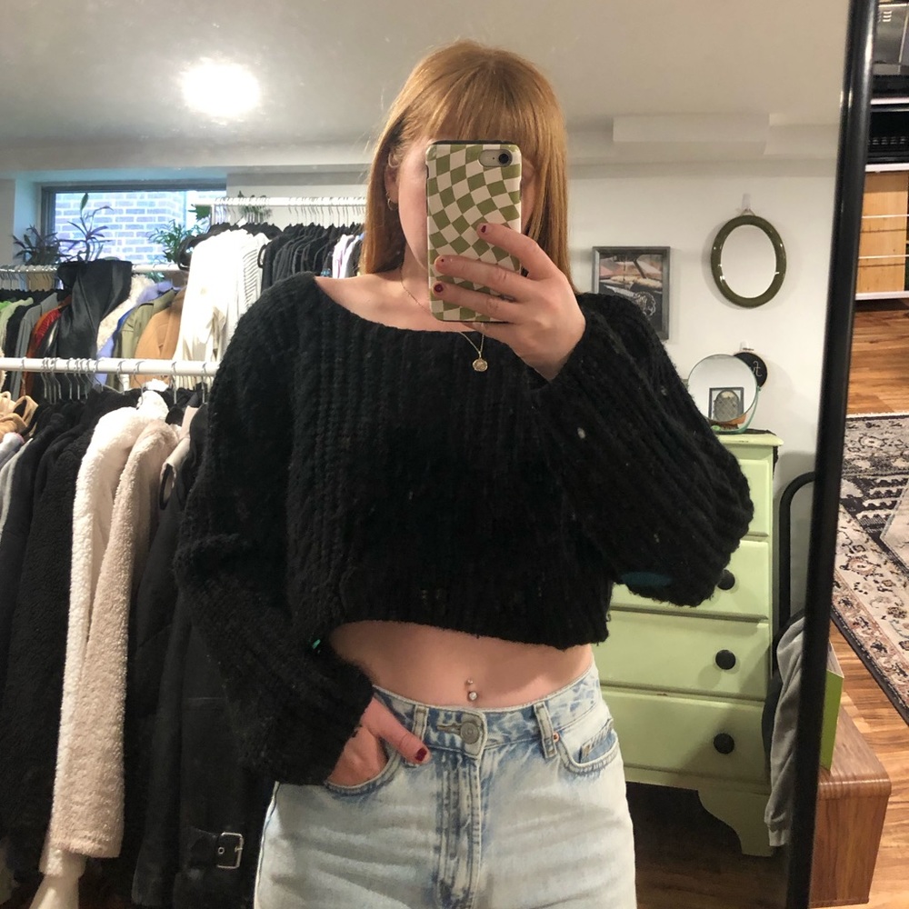 UNIF black cropped knit sweater
